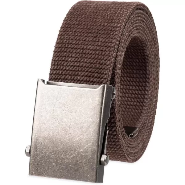 Columbia UnisexAdult Military Web BeltAdjustable One Size Cotton Strap and Metal Plaque Buckle1 Brown