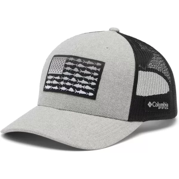 Columbia UnisexAdult Pfg Fish Flag Mesh Snap BackCool Grey HeatherBlack