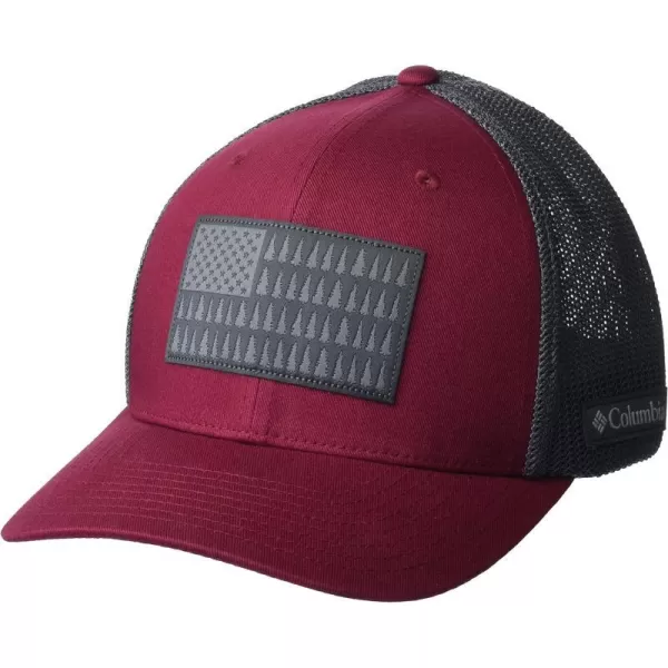 Columbia UnisexAdult Tree Flag Mesh Ball Cap  High CrownRed JasperCity Grey