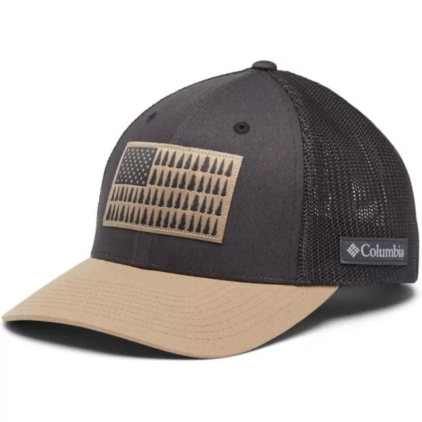 Columbia UnisexAdult Tree Flag Mesh Ball Cap  High CrownSharkBritish Tan