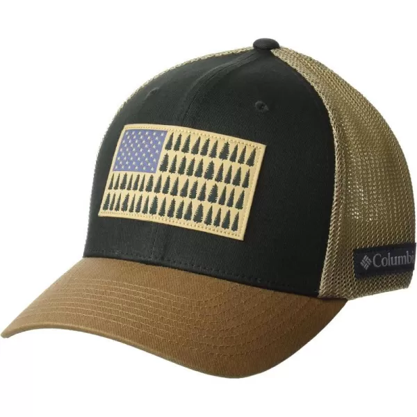 Columbia UnisexAdult Tree Flag Mesh Ball Cap  High CrownSpruceDelta