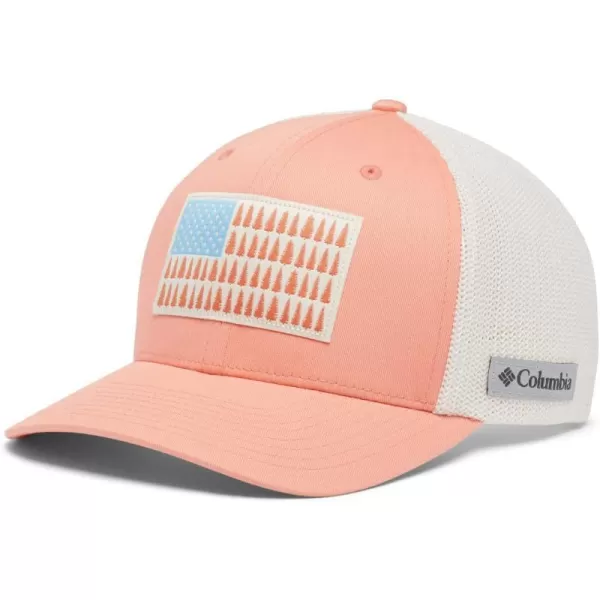 Columbia UnisexAdult Tree Flag Mesh Ball Cap  High CrownSummer PeachChalk