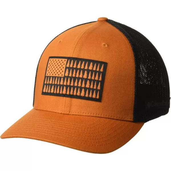 Columbia UnisexAdult Tree Flag Mesh Ball Cap  High CrownWarm CopperBlack