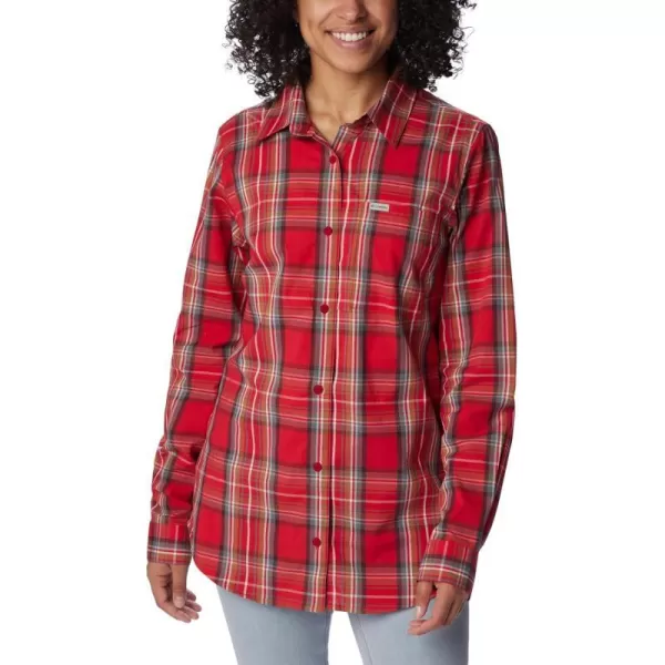 Columbia Womens Anytime Patterned Long Sleeve ShirtRed Lily Csc Tartan