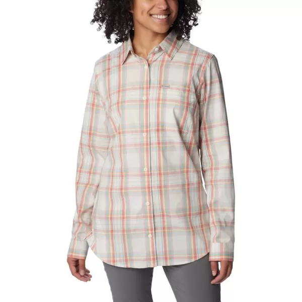 Columbia Womens Anytime Patterned Long Sleeve ShirtSunset Peach Csc Tartan