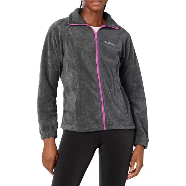 Columbia Womens Benton Springs Full ZipCharcoal Heather  Fuchsia