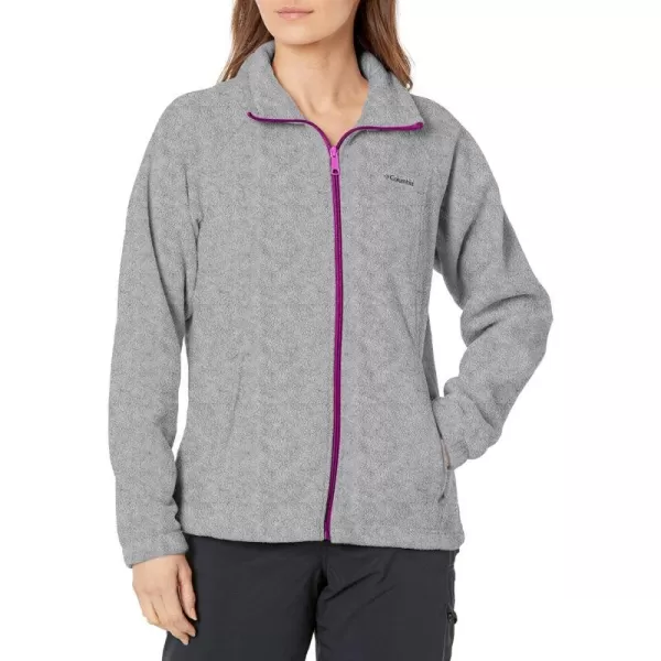 Columbia Womens Benton Springs Full ZipLight GreyBright Plum