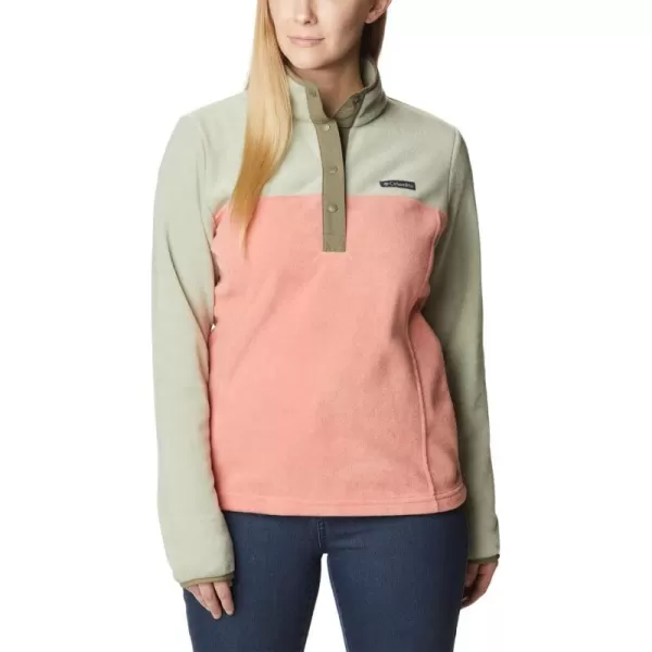 Columbia Womens Benton Springs Half Snap PulloverFaded PeachSafariStone Green