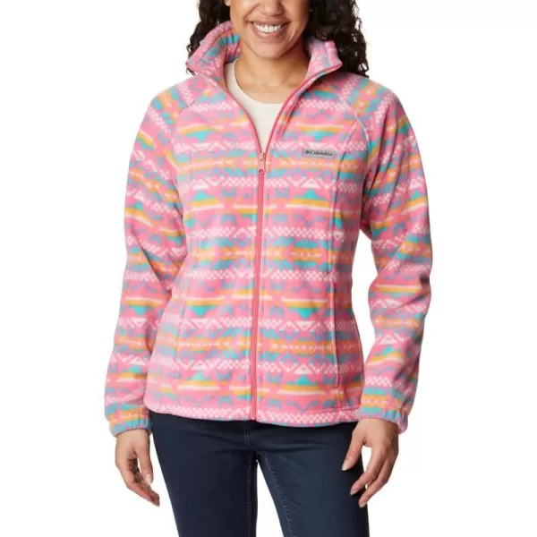 Columbia Womens Benton Springs Printed Full ZipCamellia Rose Checkered Peaks