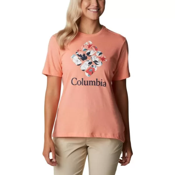 Columbia Womens Bluebird Day Relaxed Crew NeckCoral Reef HeatherLakeshore Flora