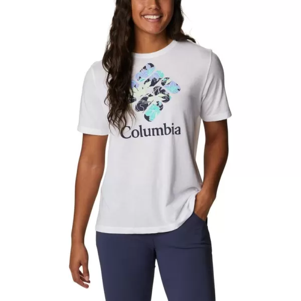 Columbia Womens Bluebird Day Relaxed Crew NeckWhiteLakeshore Flora