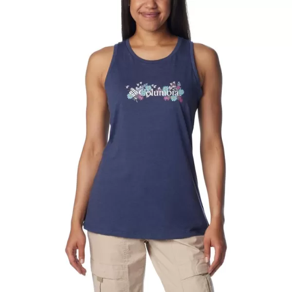 Columbia Womens Bluff Mesa Tank Top Lightweight Comfort StretchNocturnal HeatherBranded Bouquet Two