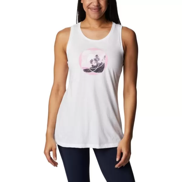 Columbia Womens Bluff Mesa Tank Top Lightweight Comfort StretchWhiteMeditation Isle Graphic