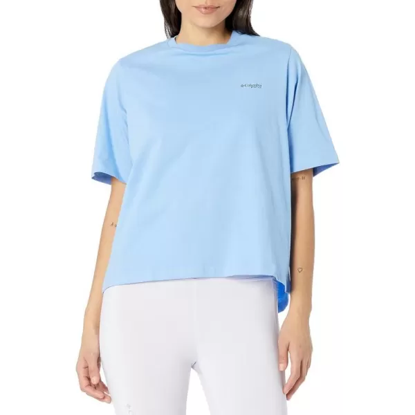 Columbia Womens Bramley Bay Relaxed TeeAgate BluePanga Palms Graphic