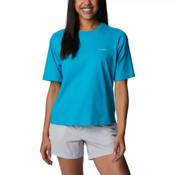 Columbia Womens Bramley Bay Relaxed TeeOcean TealPfg Triangle Graphic