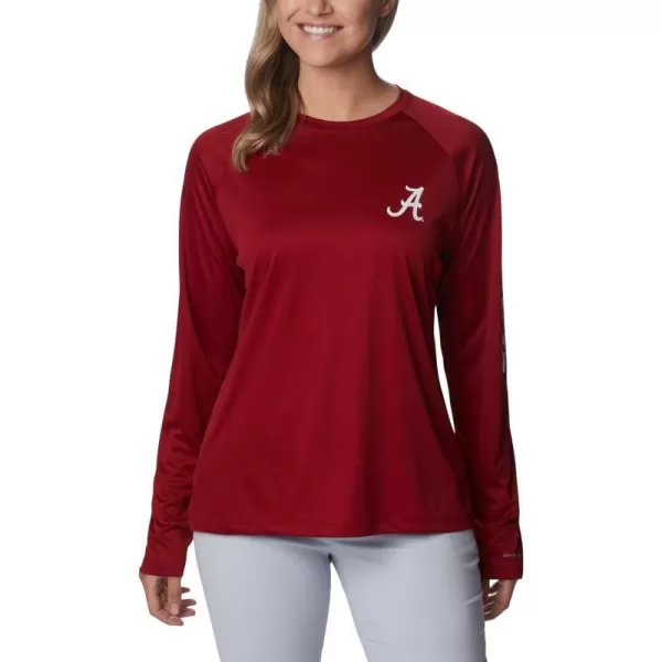 Columbia Womens CLG Tidal Tee Ls ShirtAlabama Crimson Tide Ala  Red Velvet White