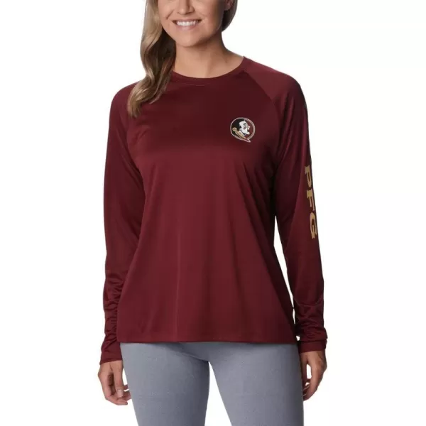 Columbia Womens CLG Tidal Tee Ls ShirtFlorida State Seminoles Fsu  Cabernet Sierra Tan