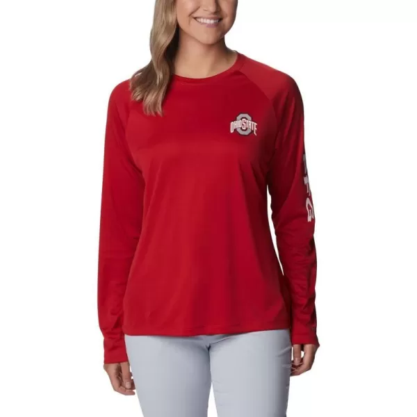 Columbia Womens CLG Tidal Tee Ls ShirtOhio State Buckeyes Os  Intense Red White