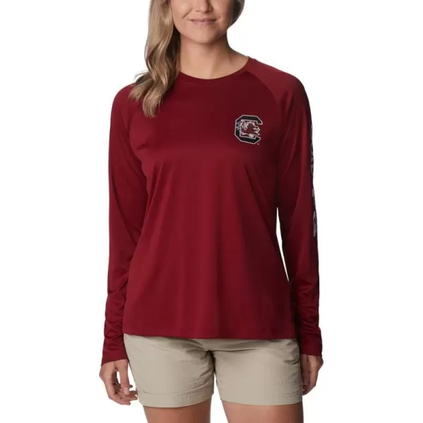 Columbia Womens CLG Tidal Tee Ls ShirtSouth Carolina Fighting Gamecocks Sc  Beet White