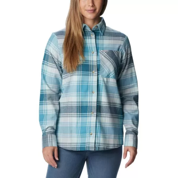 Columbia Womens Calico Basin Flannel Long Sleeve ShirtAqua Haze Dimensional Buffalo