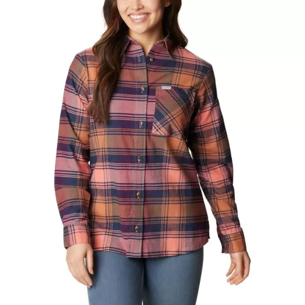 Columbia Womens Calico Basin Flannel Long Sleeve ShirtFaded Peach Dimensional Buffalo