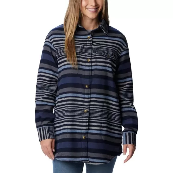 Columbia Womens Calico Basin Shirt JacketDark Nocturnal Stripe