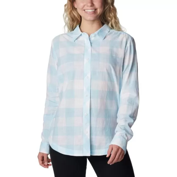 Columbia Womens Camp Henry Iii Long Sleeve ShirtSpring BlueBuffalo Check