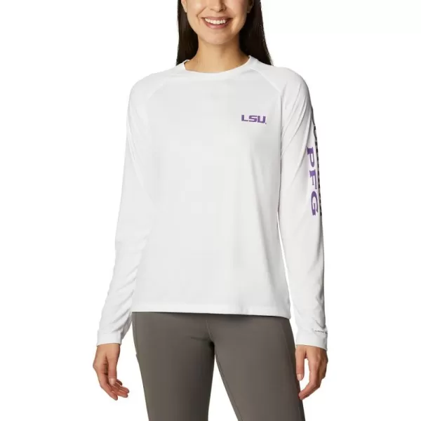 Columbia Womens Collegiate Tidal Tee Ls ShirtLSU Tigers Lsu  WhiteVivid Purple