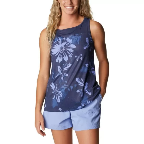 Columbia Womens Columbia Womens Chill River Tank Top Moisture Wicking Sun ProtectionNocturnal Daisy Party