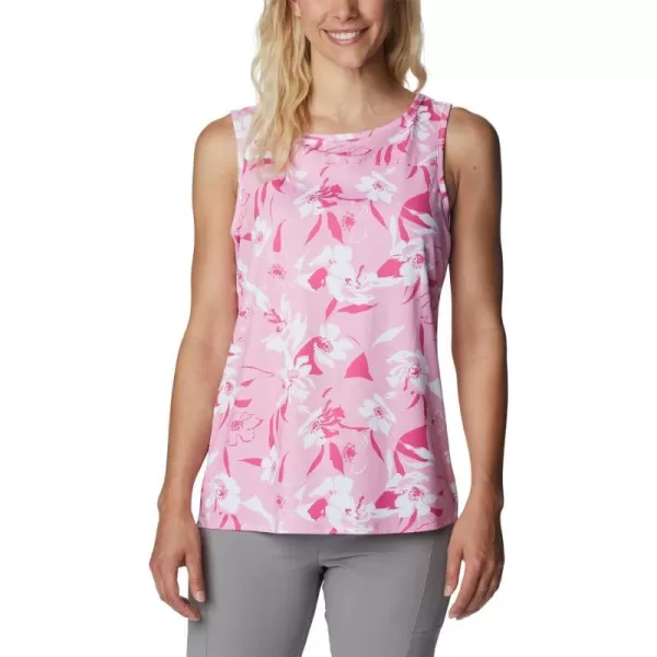 Columbia Womens Columbia Womens Chill River Tank Top Moisture Wicking Sun ProtectionWild RosePop Flora Tonal