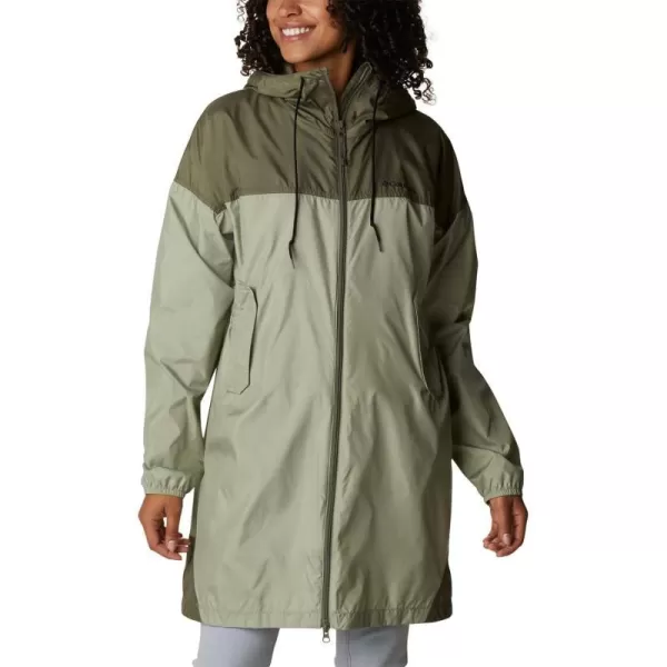 Columbia Womens Flash Challenger Long WindbreakerSafariStone Green