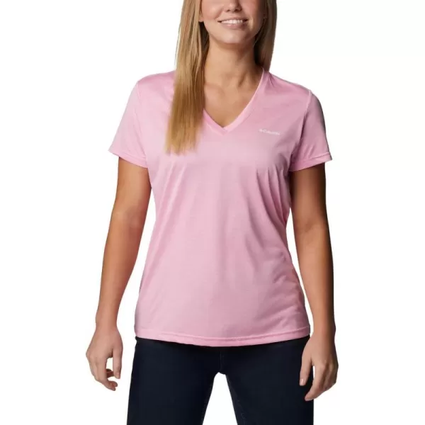 Columbia Womens Hike Short Sleeve V NeckWild Rose Heather