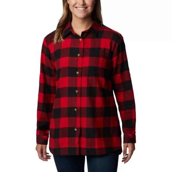 Columbia Womens Holly Hideaway Flannel ShirtRed Lily Buffalo Check