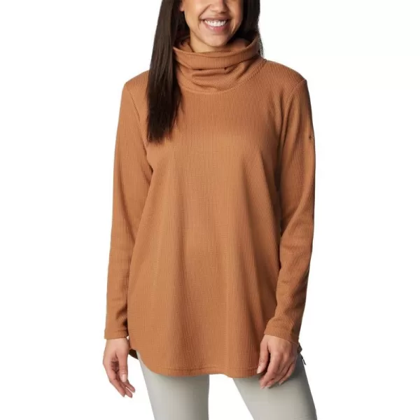 Columbia Womens Holly Hideaway Waffle Cowl Neck PulloverCamel Brown