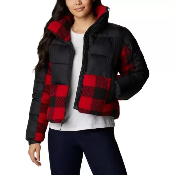 Columbia Womens Leadbetter Point Sherpa HybridBlack Red Buffalo Plaid Print