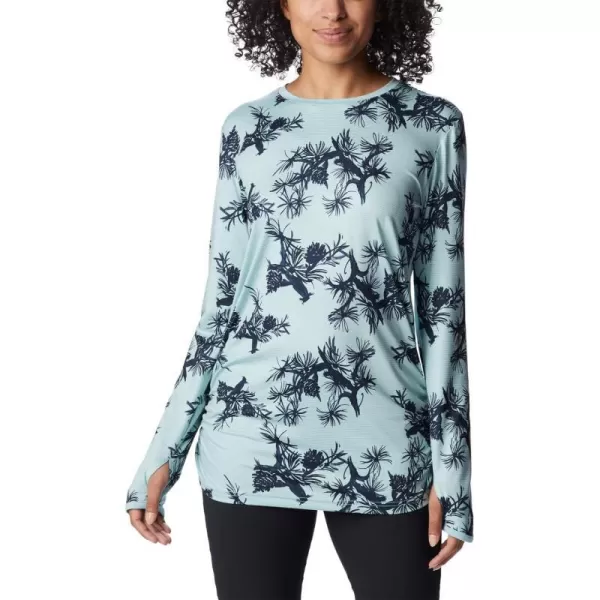 Columbia Womens Leslie Falls Long SleeveAqua Haze Pinecones