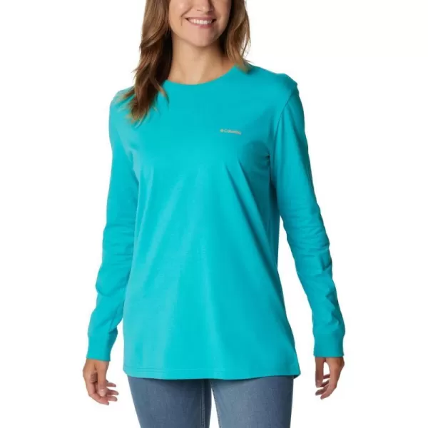 Columbia Womens North Cascades Back Graphic Long Sleeve TeeBright Aqua  College Life