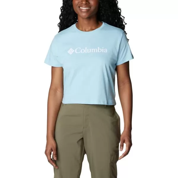 Columbia Womens North Cascades Cropped TeeSpring BlueCsc Branded Logo