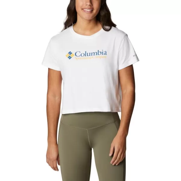 Columbia Womens North Cascades Cropped TeeWhiteCsc Retro Logo