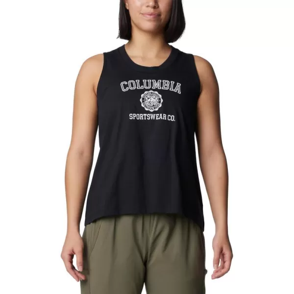 Columbia Womens North Cascades TankBlackCsc Emblem Two