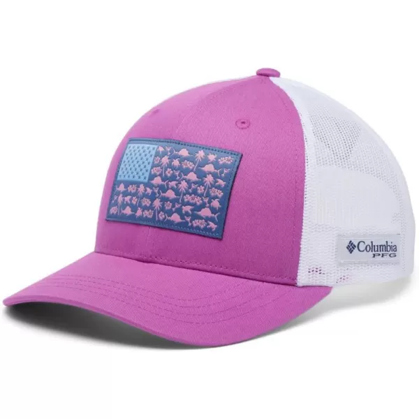 Columbia Womens PFG Fish Flag Snap BackBright LavenderWhiteFish Friends