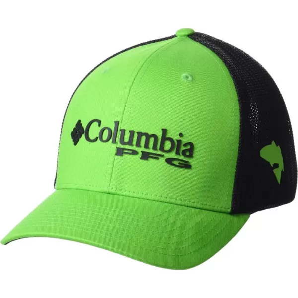 Columbia Womens PFG Logo Mesh Ball CapGreen MambaBlack