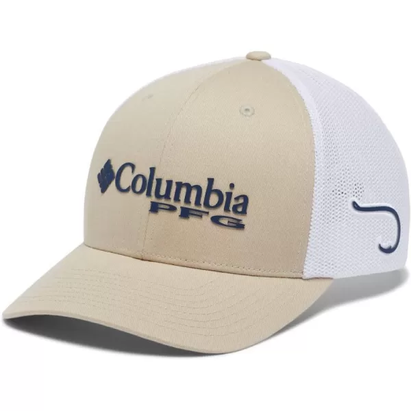 Columbia Womens PFG Logo Mesh Ball CapHigh CrownAncient FossilCarbon