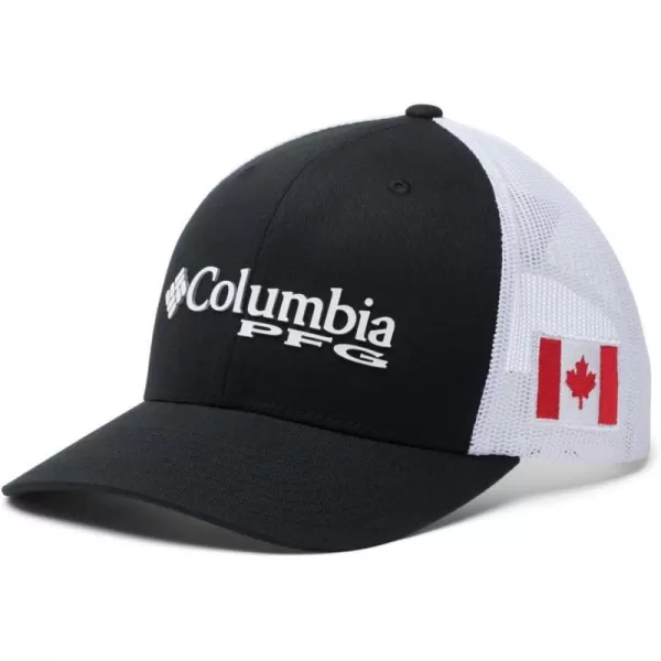 Columbia Womens PFG Logo Mesh Ball CapHigh CrownBlack  Canada Flag