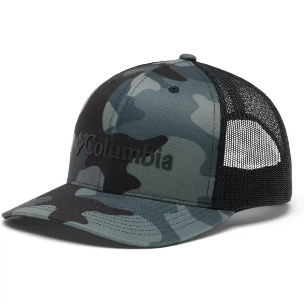 Columbia Womens PFG Logo Mesh Ball CapHigh CrownBlack Mod CamoWeld