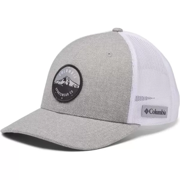 Columbia Womens PFG Logo Mesh Ball CapHigh CrownColumbia Grey Heather Mt Hood Circle Patch