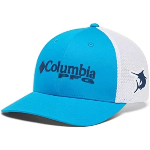 Columbia Womens PFG Logo Mesh Ball CapHigh CrownCompass BlueCarbon