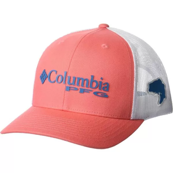 Columbia Womens PFG Logo Mesh Ball CapHigh CrownCorangeOcean Teal