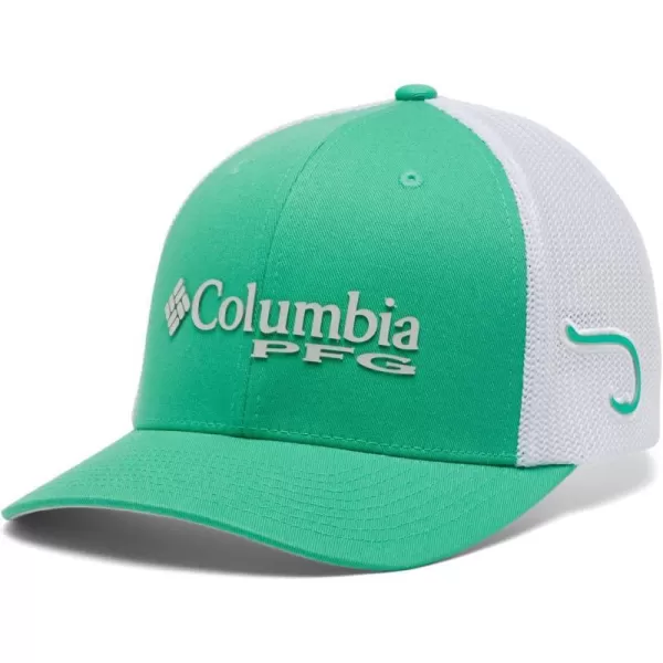 Columbia Womens PFG Logo Mesh Ball CapHigh CrownElectric TurquoiseCool GreyHook