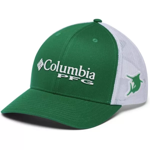 Columbia Womens PFG Logo Mesh Ball CapHigh CrownEmerald GreenVivid BlueFish Tbd